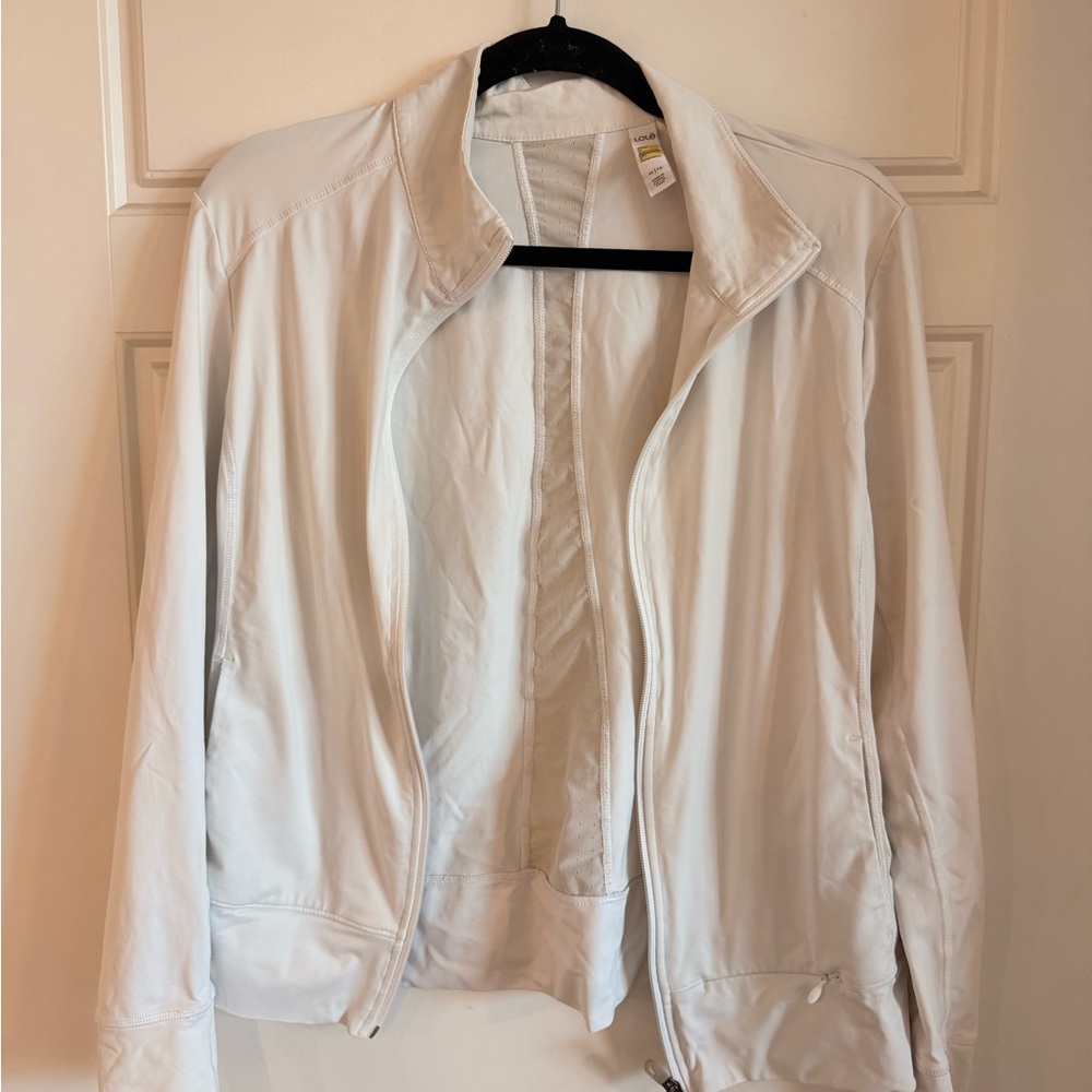 Lole Women’s White Zip Up Athletic Jacket Full Zip Activewear Workout Top